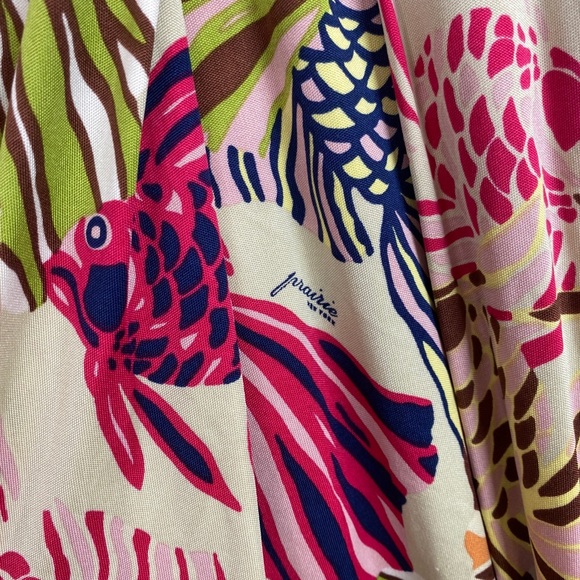 NWT Prairie New York Green Halter Top Sleeveless Dress Multicolor Fish Pattern - Picture 4 of 6